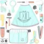 UMU® Wooden Kids Hair Salon Playset, Makeup Toy Set, Hair Styling Toys for Girls, Kids Shaving Kit for Boys, Kids Barber Playset, Gifts for 3 4 5 Year Old Girls Boys (18 PCS)