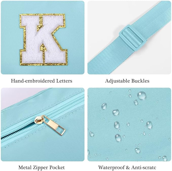 YOOLIFE Gifts for Girls Teen Girls Birthday Gifts - Personalized Gifts for Women, Gifts for Daughter Sister Friends, Blue Initial Crossbody Bag Belt Bag A