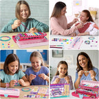 Friendship Bracelet Making Kit with Storage Box,DIY String Bracelet Arts and Craft for Girls Aged 8-12,Kids' Travel Activity Toy Set,Easter Birthday Gifts for Ages 6 7 8 9 10 11 12 Year Old Red