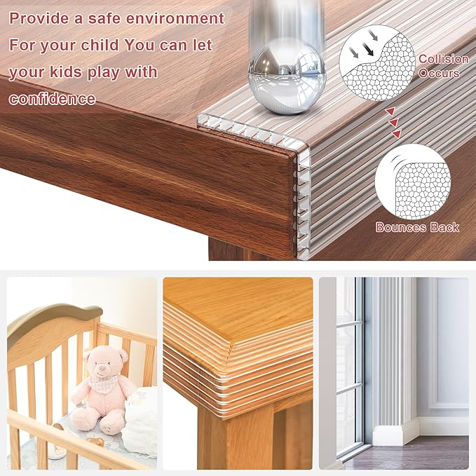 Baby Proofing 26.2ft Long (0.9" Wide),Clear Corner Protectors,Soft Edge Protectors Corner Guards Furniture Corner&Edge Safety Bumpers with Upgraded Strong Adhesive for Sharp Furniture & Table Edges