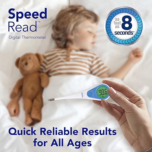Vicks SpeedRead Digital Thermometer for Baby, Kids & Adults, Color-Coded Readings, Oral, Baby Rectal Thermometer or Under The Arm, Water Resistant