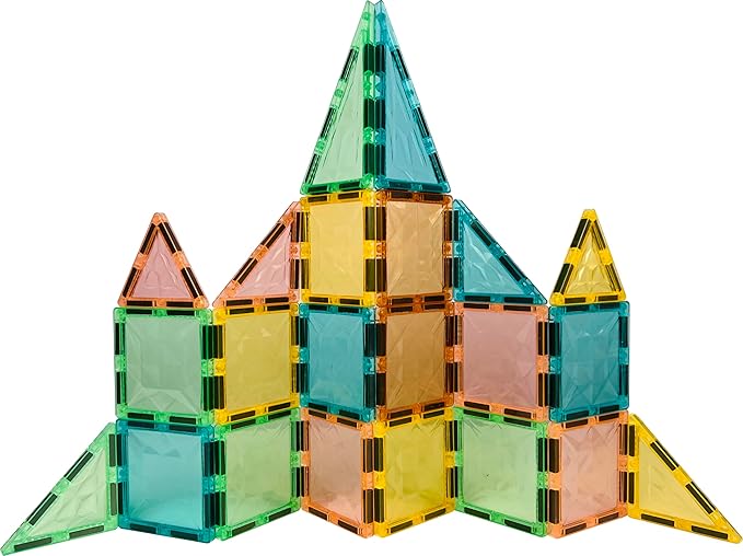 Magnetic Tiles,Magnet Building Blocks Construction Stacking Educational Toy Creative Playboard for Kids Ages 3+ (60 Pieces)