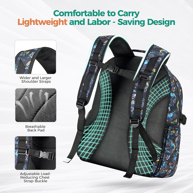 Choco Mocha Backpack for Boys, Elementary School Backpack for Boys Ages 6-8 Kids Kindergarten Backpack Bookbag 17 Inch with Chest Strap, Camo