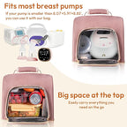 NCVI Breast Pump Bag, Double Layer Removable Pump Bag for Spectra S1, S2, Medela, Breast Pump Backpack with Ice Pack, Insulated Breast Milk Cooler Bag for Working Nursing Moms, Pink
