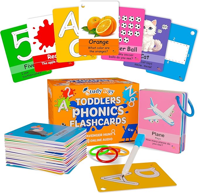 Toddlers English Phonics Flash Cards - Sight Words Flash Cards for Kindergarten - Shapes, Animals, Fruits, Colors, Numbers, & ABC Flashcards for Toddlers 1-3 for Bilingual Flash Cards