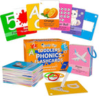 Toddlers English Phonics Flash Cards - Sight Words Flash Cards for Kindergarten - Shapes, Animals, Fruits, Colors, Numbers, & ABC Flashcards for Toddlers 1-3 for Bilingual Flash Cards