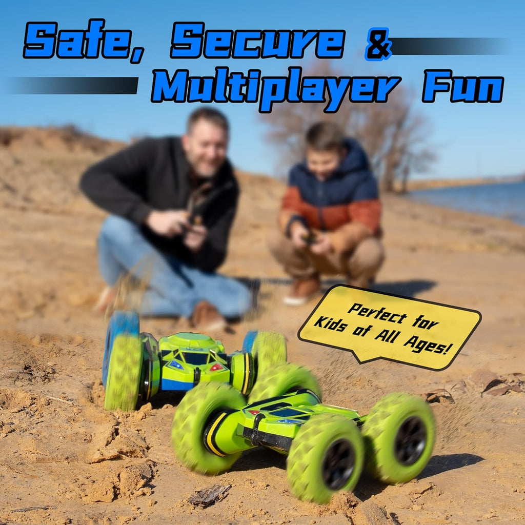 Threeking RC Stunt Car Remote Control Cars with Lights Double-Sided Driving Indoor Outdoor Toys Gifts Presents for 6 7 8 9 10 11 12 Year Old Kids Boys Girls