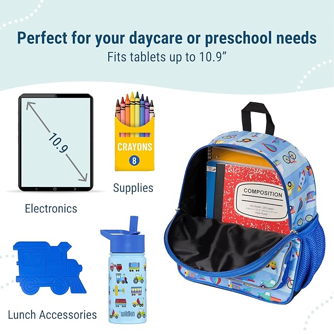 Wildkin 12-inch Kids Backpack – Padded, Adjustable, Ideal for Daycare & Travel - On the Go