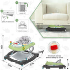 Foldable Baby 5-in-1 Activity Walker - Rocker, Activity Center, Bouncer, Seat Walker, Push Walker - Adjustable Speed Rear Wheels and Height Toys Ages 6-18 Months… (Green)