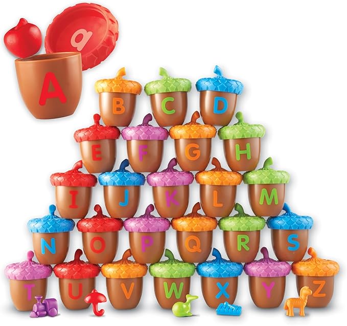 Learning Resources Alphabet Acorns Activity Set, Develops Letter Recognition, Educational Toys for Toddlers, Homeschool, Visual & Tactile Learning Toy, 78 Pieces, Ages 3+