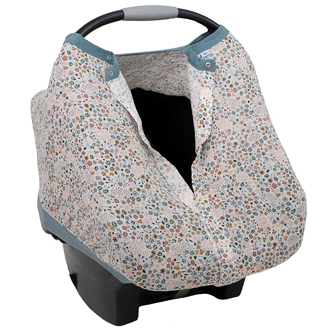 Little Unicorn Breathable Car Seat Canopy | Magnetic Closure Cover & Universal Fit | Protection & Privacy for Baby (Pressed Petals)