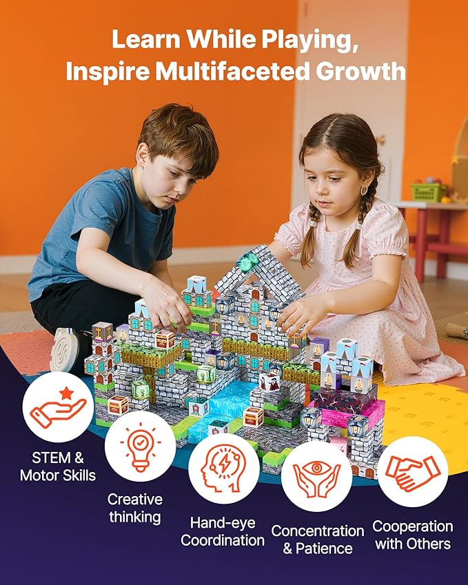 VEVOR Magnetic Blocks, 100 PCS Cemetery Zombies Set, Magnetic Building Cubes for Kids, STEM Montessori Sensory Toys for Christmas Birthday Gift, Construction Stacking Toy for 3+ Years Old Boys & Girls