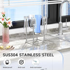 Water Bottle Drying Rack Reusable Bottle Rack Dryer Kitchen Stand Holder Stainless Steels Countertop Baby Bottle Drying Rack Water Cup Drying Rack for Plastic Bags, Bottles and Cups Silver