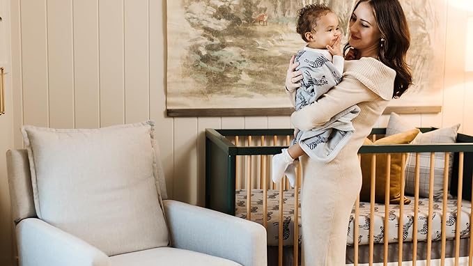 Oilo Crib Sheet, Breathable 100% Turkish Cotton Fitted Jersey, 300 Thread Count, Machine Washable, Fits Standard Crib (28" x 52" x 6"), Toddler Bedding, Gray Zebra