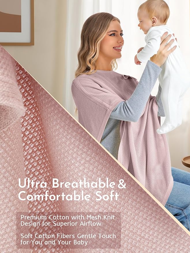 2pk Nursing Cover for Breastfeeding, Soft & Breathable Privacy Poncho, Multi-Use Feeding Shawl, Comfortable & Portable Breastfeeding Cover for Women Includes Mesh Laundry Bag