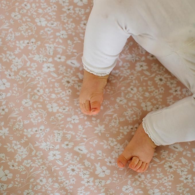 Baby Changing Pad Cover 2-Pack for Girls (Fleurette) - Premium Fitted Sheets Baby Diaper Changing Table Cover - Buttery Soft Cotton Blend