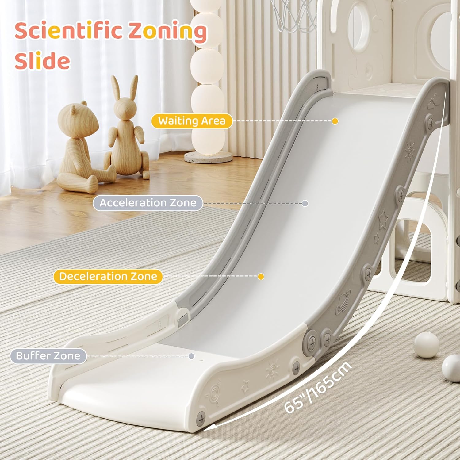 Toddler Slide Baby Slide for Toddlers Kids with Basketball Hoop Telescope Indoor Outdoor Slide Playset Playground