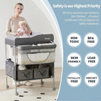 Sweeby Portable Baby Changing Table, Foldable Changing Table Dresser Changing Station for Infant, Waterproof Diaper Changing Table Pad Topper, Mobile Nursery Organizer for Newborn Essentials,Darkgrey