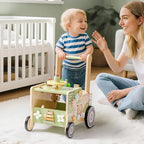 ROBUD Wooden Baby Walker, Baby Push Walker for 10+ Months, Montessori Push Toy, Adjustable Speed & Height Learning Toy with Activity Panel (Rustic Farm Adventure Theme)