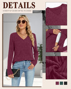 3 Pack Women's Maternity Nursing Tops, V Neck Breastfeeding Sweaters Long Sleeve Hidden Zipper Shirts