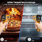 Infrared Thermometer Gun,SQECH Laser Thermometer Gun -58℉～1112℉(-50℃～600℃),Non-Contact Temperature Gun with Adjustable Emissivity&Color Backlight for Cooking, Pizza Oven,BBQ,Fridge,Engine,HVAC(Yellow)