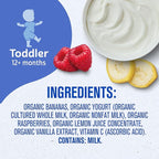 Gerber Toddler Food, Organic Banana Raspberry Yogurt with Vanilla Puree Pouch, Toddler Pouches, No Added Sweetener, No Artificial Colors or Flavors, 12-Pack