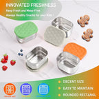 HaWare Stainless Steel Snack Containers for Toddlers and Kids, 8 oz Leak Proof Food Storage Containers with Colorful Silicone Lids, Stackable Small Metal Lunch Box for Daycare and School- 3 Packs