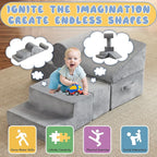 jela Foam Blocks 6Pcs Soft Play Equipment Soft Velvet, Toddler Climbing Toys Indoor Soft Play Climbing for Toddlers, Lightweight Climbing Blocks for Babies, Kids, Climb and Crawl Foam Playset