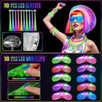 Glow in the Dark Party Supplies, 264 PCS Light Up Party Favors with LED Glasses,Glow Sticks,Finger Lights,LED Hair Clips,Slingshot,Glasses Molds,Butterfly Bracelet for Birthday,Raves,New Year