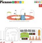 PicassoTiles Magnet Tile Compatible Building Race Track Kit Traffic Sign Accessory Stabilizers with Sticker Set STEM Educational Magnets Toddler Racecourse Structure Blocks Add On Ages 3+ PTR01