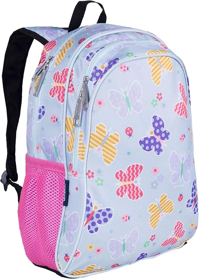 Wildkin 15-inch Kids Backpack – Durable, Padded, Adjustable for School & Travel - Butterfly Garden