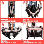 BABY JOY 4 in 1 Pack and Play, Portable Baby Playard w/Bassinet & Diaper Changing Table, Infant Nursery Center Bassinet with Toys & Oxford Bag for Baby Toddlers (Pink, Basic)