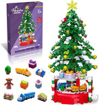 Christmas Tree Building Block Set, 515 Pieces, Rotating Base with Ornaments and Star, Holiday Building Toy, Stocking Stuffers for Kids, Gifts for Boys & Girls