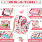 Backpack for Girls 3pcs Set Kids Backpack with Lunch Box Students Kawaii Book Bag for Elementary Primary Middle School Bags - Ita Backpack - Strawberry