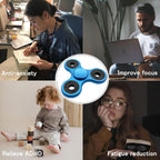 Fidget Spinners Toy Ultra Durable Stainless Steel Bearings High Speed 3-6 Min Spins Metal Material Hand Spinner ADHD Focus Anxiety Toys Stress Relief Reducer Fidget Spinner for Kids Adults Blue