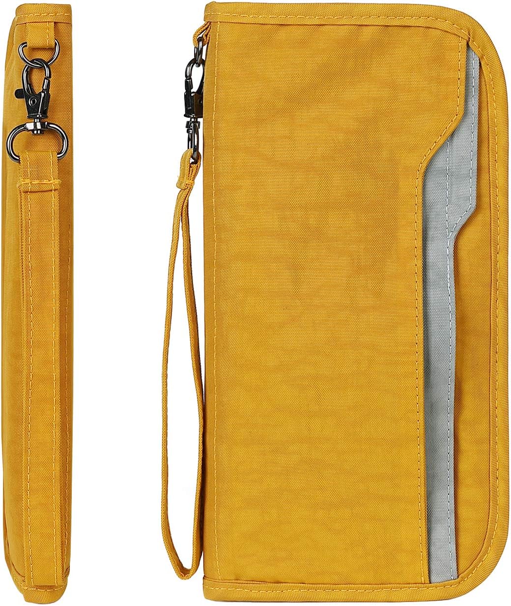 ZOPPEN Passport Holder Family RFID Passport Wallet, Passport Holder Women/Men, Travel Wallet Documents Organizer Zipper Case with Removable Wristlet Strap, Travel Essentials for Flying