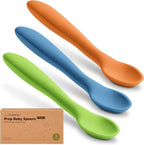 KeaBabies Silicone Baby Spoons, Self Feeding 6-12 months - 3-Pack Baby Weaning Eating Utensils, Toddler First Food Training Spoon, Infant, Kids Feeding Supplies Essential Set, Dishwasher-safe (Kea)
