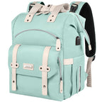 Jiefeike Diaper Bag Backpack,Green diaper bags for baby girl boy, girl diaper bag backpack, Insulated Pockets Portable toddler diaper bag with USB Charging Port, RFID Anti-Theft Pocket