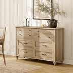 WAMPAT 2-in-1 Baby Dresser with 16 Drawers for Kids Room, Farmhouse Kids Dresser Wooden Double Dresser for Bedroom, Large 8 Drawer Dresser Set Organizer for Children’s Bedroom, Nursery Furniture