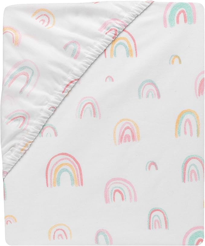 Lambs & Ivy Watercolor Pastel Rainbow 100% Cotton Baby Fitted Crib Sheet