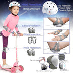Kids Bike Helmet with DIY Stickers and Knee Pads Elbow Pads Wrist Guard Set for Ages 3-8-14 Toddler Boys Girls Helmet for Roller Skates Cycling Skateboarding Bicycle Scooter