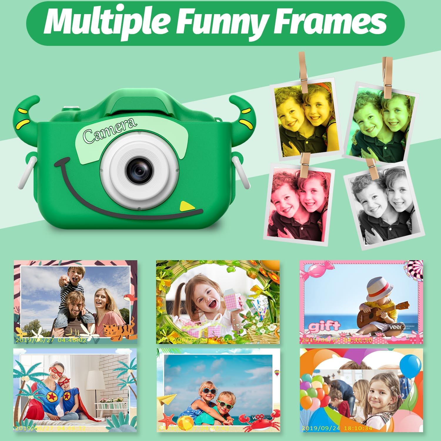 Goopow Kids Camera Toys for 3-8 Year Old Girls Boys,Children Digital Video Camcorder Camera with Cartoon Soft Cover, Best Chritmas Birthday Festival Gift for Kids - 32G SD Card Included