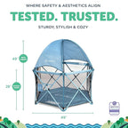 Baby Delight Go with Me Eclipse Deluxe Portable Playard | Playpen | Sun Canopy | Indoor and Outdoor | Ultra Padded Nylon Floor | Blue Wave
