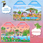 6 Set (260pcs) Puffy Sticker Books Activity for Kids, Animal, Farm, Dinosaurs, Space, Vehicle, Ocean, 3D Reusable Stickers for Boys and Girls, Travel Sticker Books for Kids Ages 3+