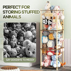 Stuffed Animal Storage, Two-Tone Wood Toy Storage, Space Save Zoo Toy Organizer, Large Capacity Stuffed Animal Holder for Toddler, Gift for Playroom Bedroom Nursery, WJJ-S1