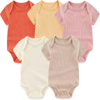 Newborn Baby Short Sleeve Bodysuit Cotton One-Piece Baby Clothes 5-Pack, 0-12 Months