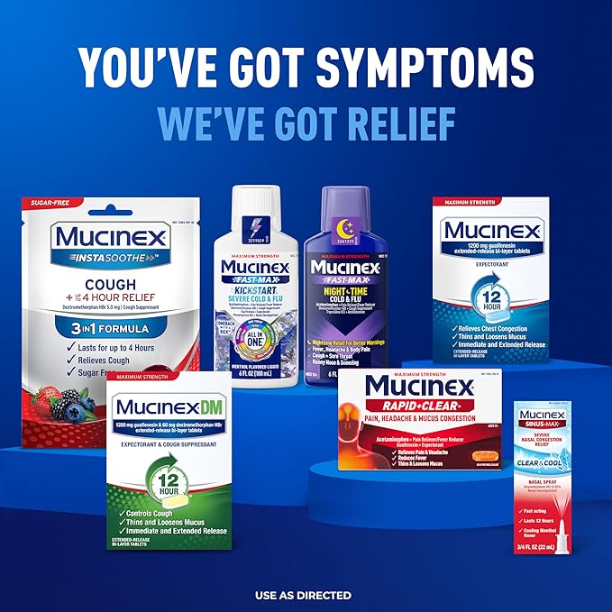 Mucinex Rapid+Clear Maximum Strength Day & Night Cold and Flu Medicine for Adults (20 caplets) + Sinus Pressure Relief Nasal Spray (0.75 oz), Over-The-Counter Medication Combo Pack for Symptom Relief