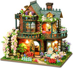 Spilay Miniature Dollhouse Miniature House Kit,DIY Kit Mini Modern Villa Model with Music Box ，Best Christmas Birthday Gift.(Fairy Garden)