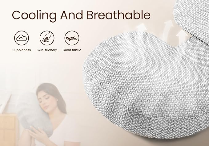 Pregnancy Pillow for Sleeping Memory Foam Pillow for Side Sleeper, Maternity Pillow Support for Back, Belly, HIPS for Pregnant Women, Portable and Adjustable Travel Wedge Pillows Grey