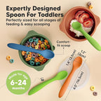 KeaBabies Silicone Baby Spoons, Self Feeding 6-12 months - 3-Pack Baby Weaning Eating Utensils, Toddler First Food Training Spoon, Infant, Kids Feeding Supplies Essential Set, Dishwasher-safe (Kea)